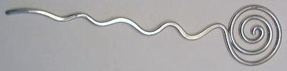 Spiral hair pin, single tine